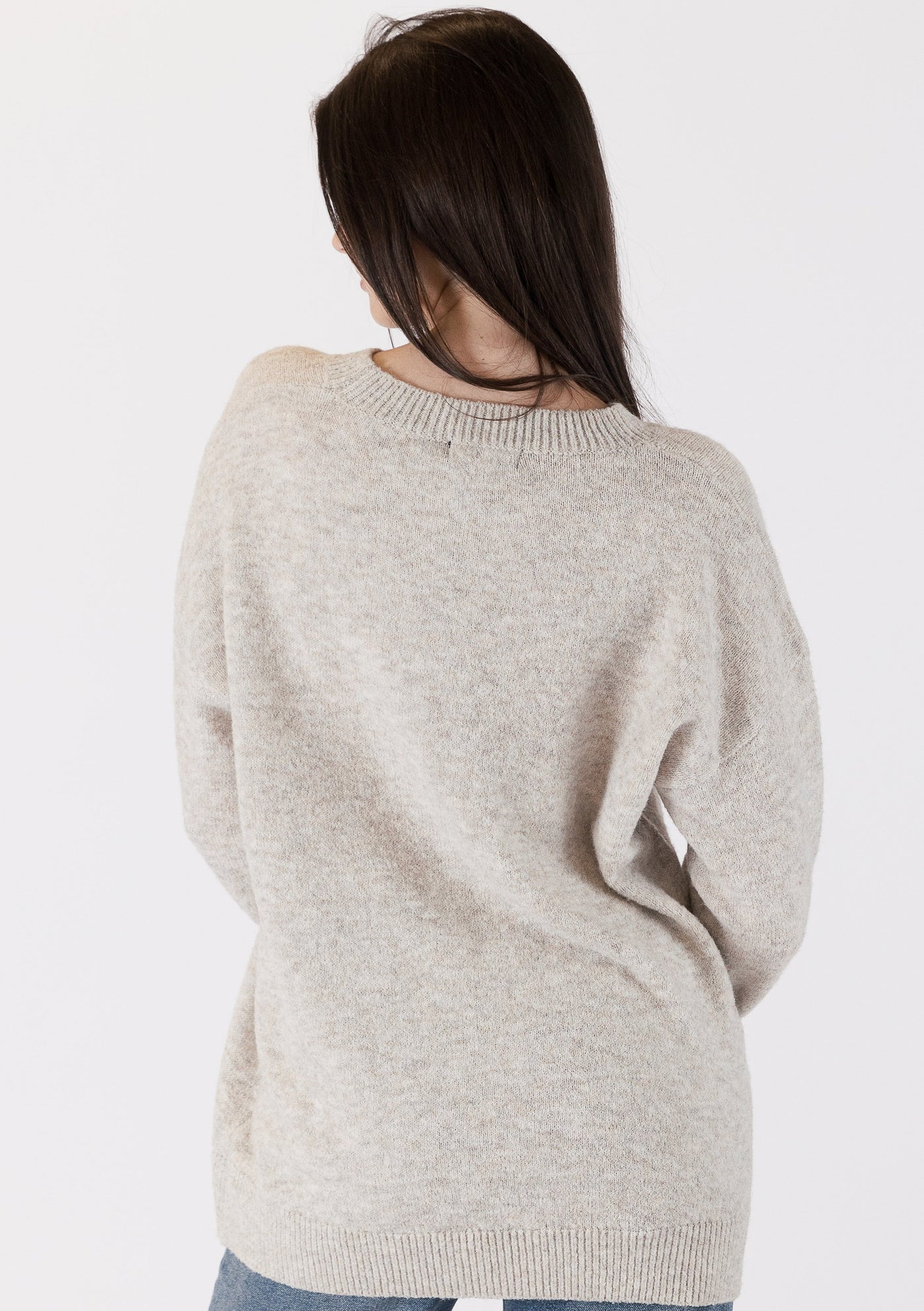 The Pink Door Eco Lightweight Long Sweater - Grey