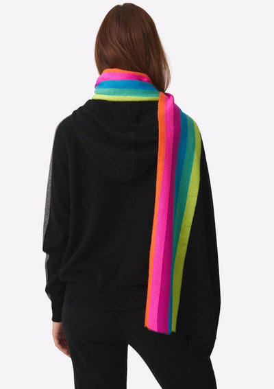 Brodie Rainbow Cashmere Stripe Evie Scarf - Black/Neon