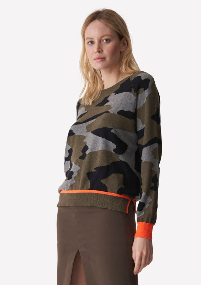 WISPR Camo Print Pop Sweater - Olive