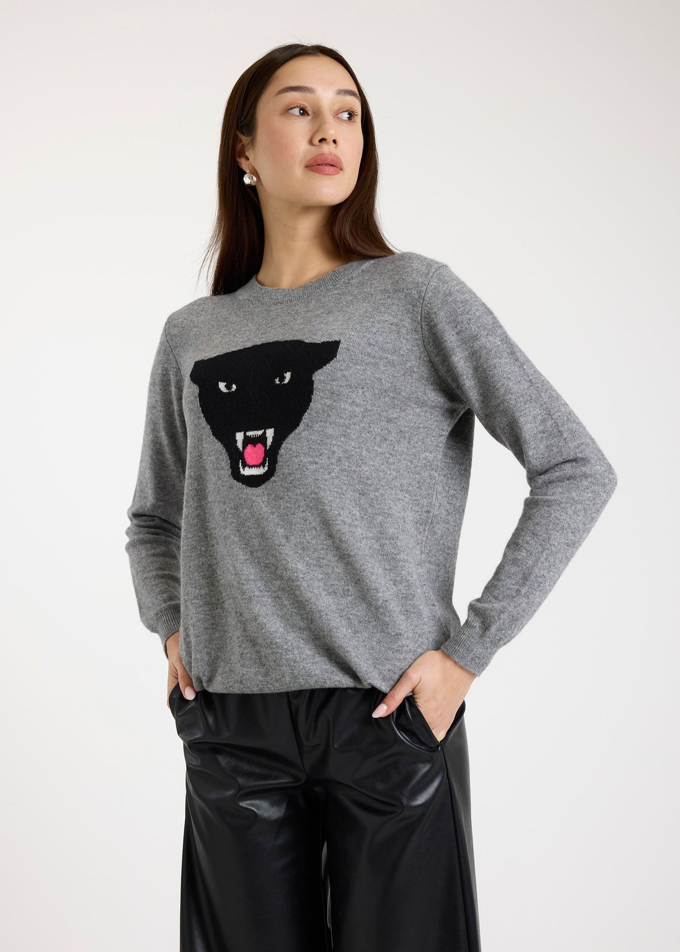Brodie Pantha Jumper Cashmere Crewneck Sweater Grey