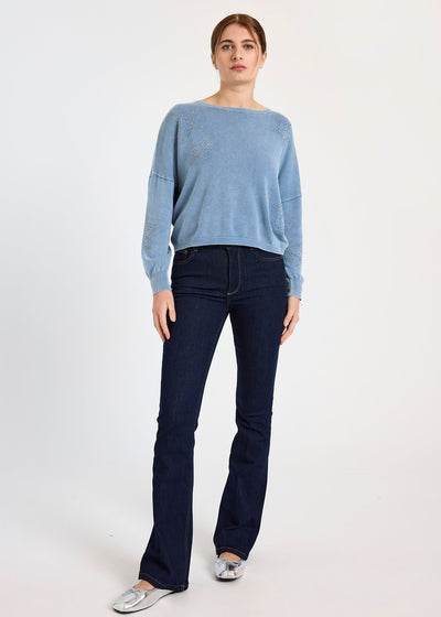 WISPR Ida Hot Fix Star Sweat Top Denim