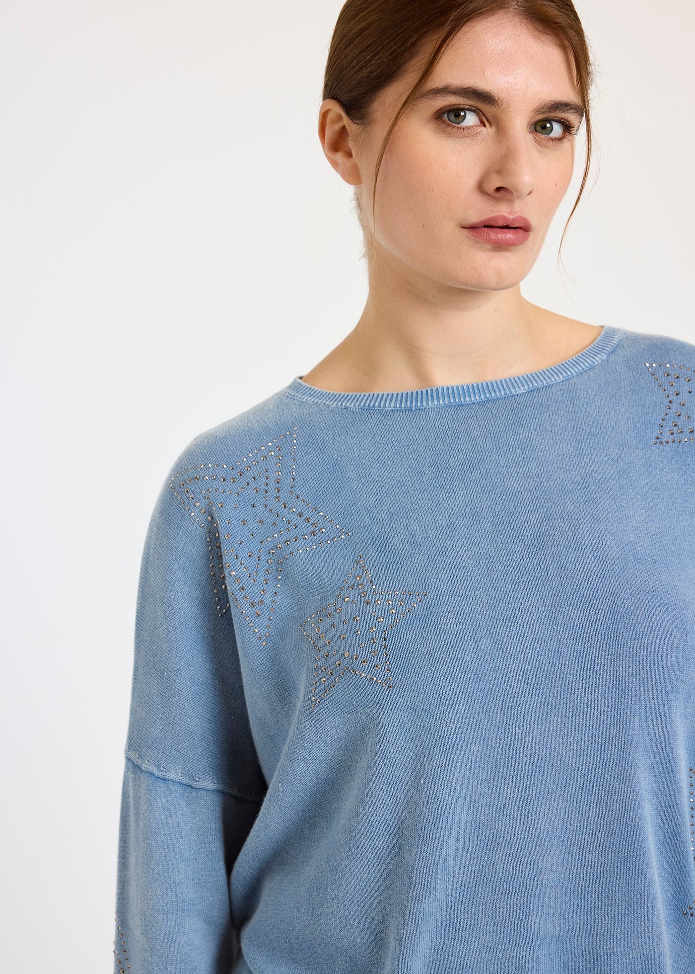 WISPR Ida Hot Fix Star Sweat Top Denim