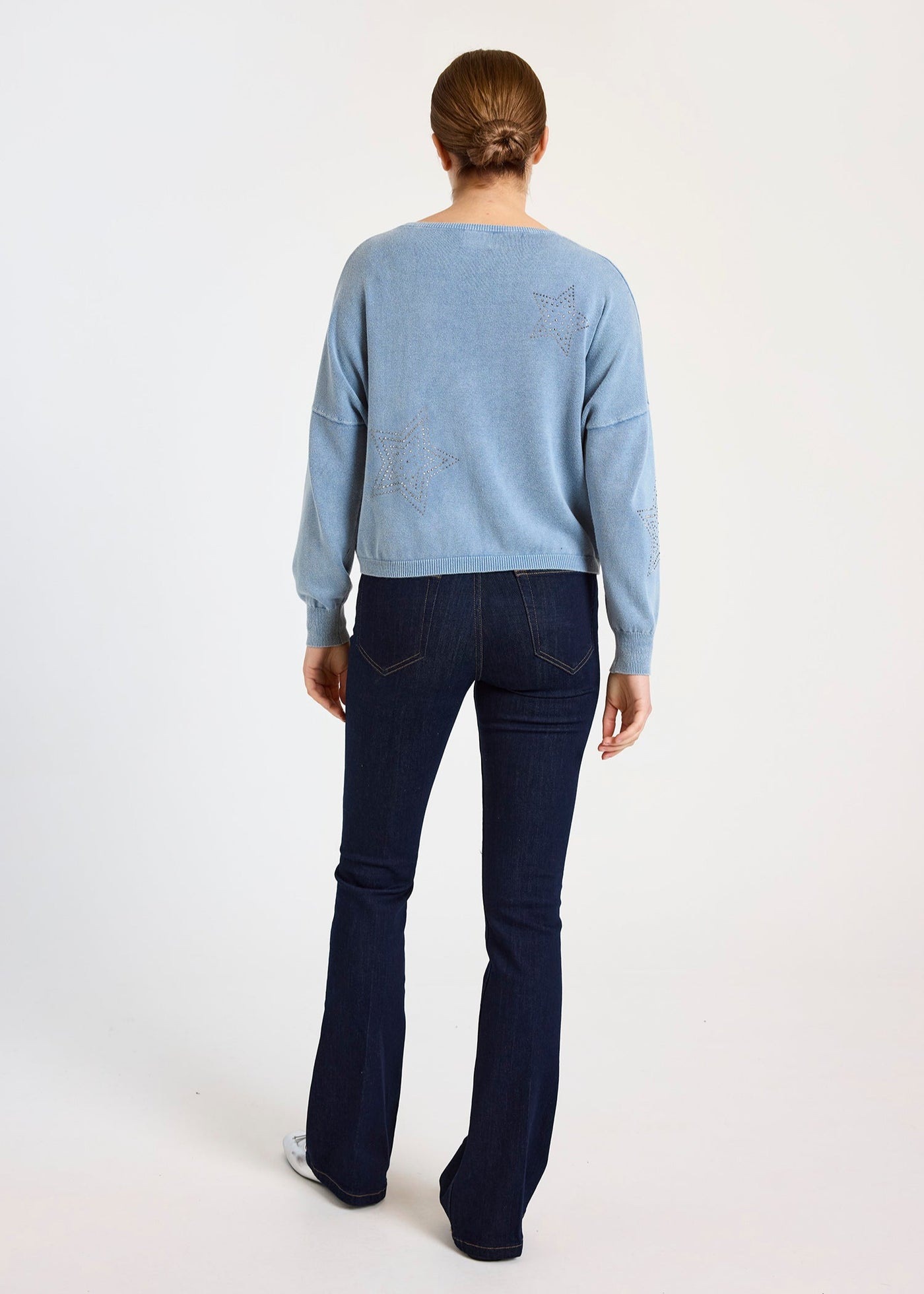 WISPR Ida Hot Fix Star Sweat Top Denim