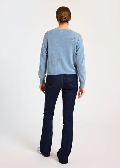 WISPR Ida Hot Fix Star Sweat Top Denim