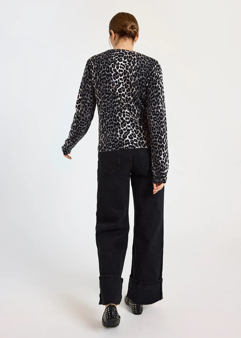WISPR Lydia Leopard Crew Top Ivory/Silver Birch Neutral
