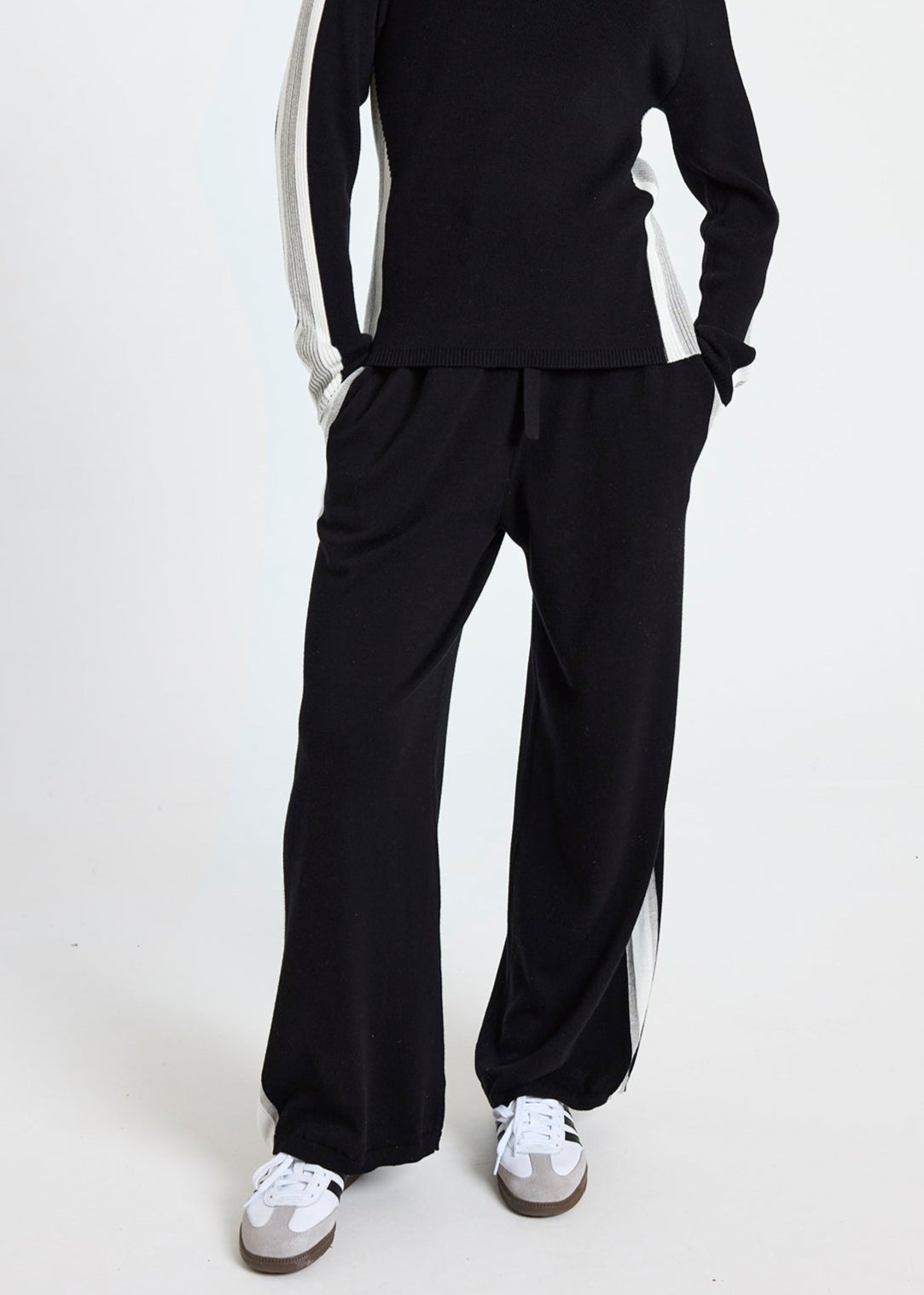 WISPR Valerie Stripe Wide Leg Pant Black/Ivory Dove