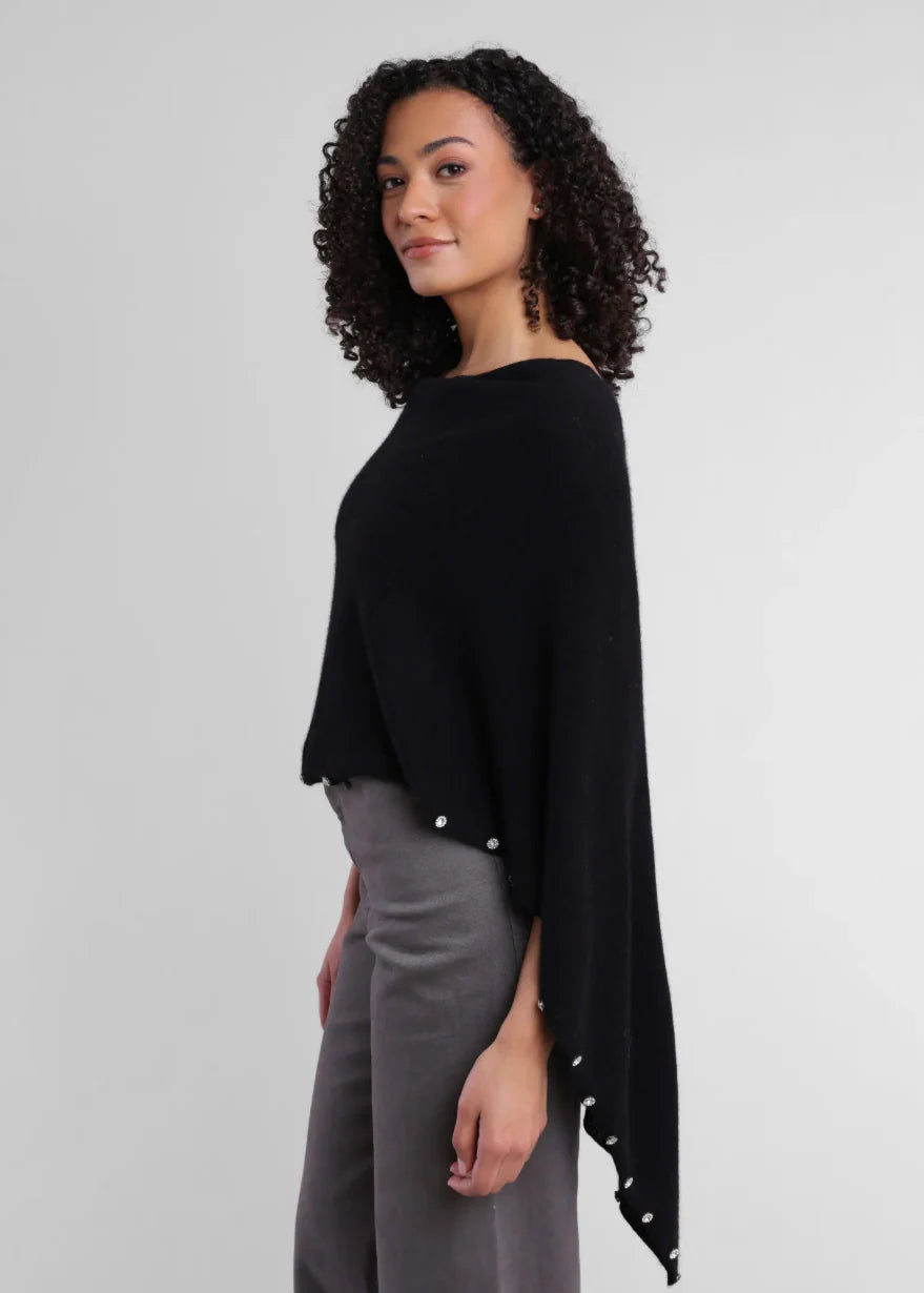 Alashan Cashmere Beaded Trim Topper Ebony