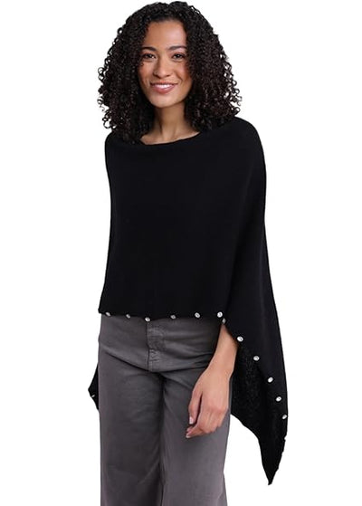 Alashan Cashmere Beaded Trim Topper Ebony