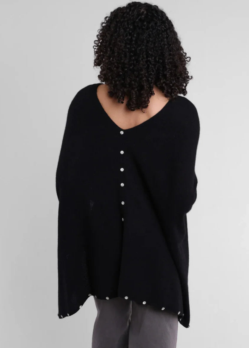 Alashan Cashmere Beaded Trim Topper Ebony