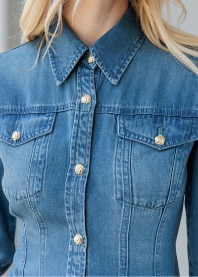 Generation Love Antoinette Denim Shirt Washed Med Blue