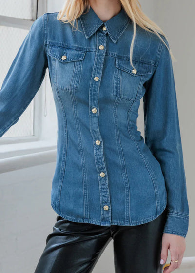 Generation Love Antoinette Denim Shirt Washed Med Blue