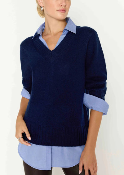 Brochu Walker Arden Looker Oxford Top - Navy