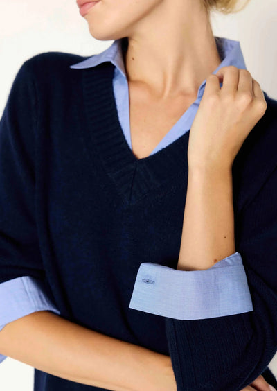 Brochu Walker Arden Looker Oxford Top - Navy