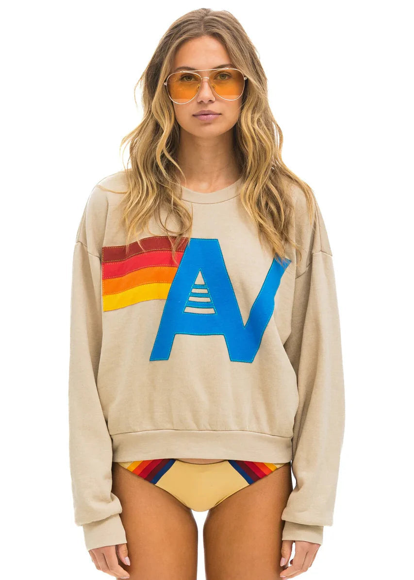 Aviator Nation Logo Crew Sweatshirt Sand