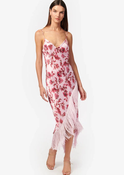 CAMI Pink Floral Fringe Cami Dress