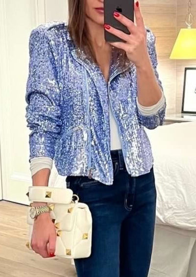 Generation Love Robin Sequin Jacket - Chambray Blue