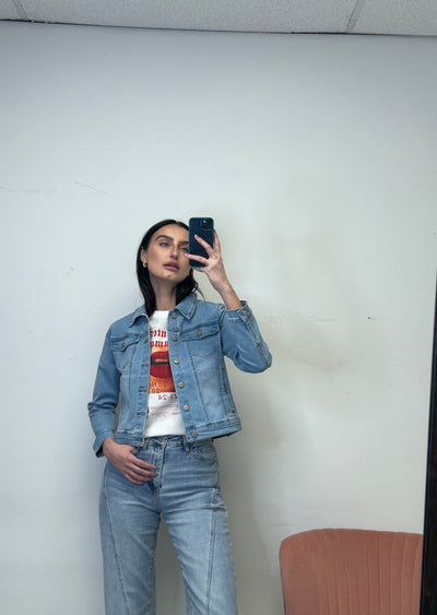 The Pink Door Light Wash Denim Jacket