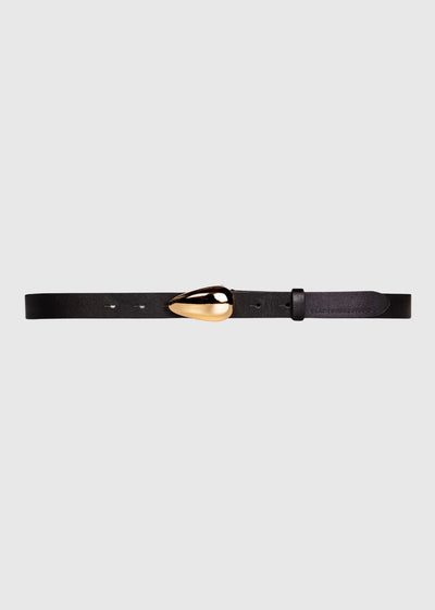 Black Suede Studio Bean Belt Gold