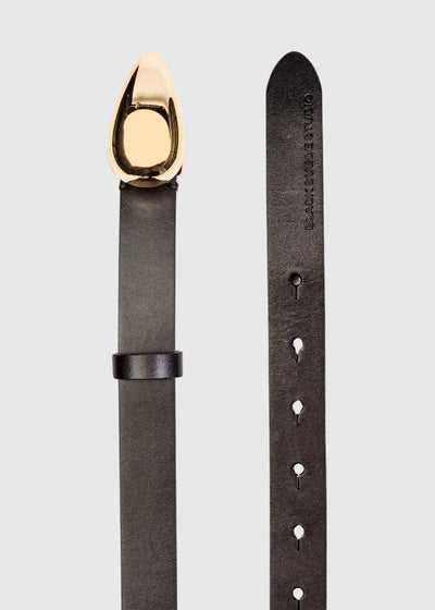 Black Suede Studio Bean Belt Gold