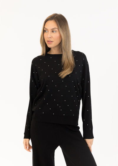Lyla & Luxe Bianca Crew Neck Pull Over Sweater Black