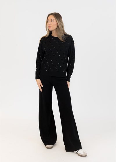 Lyla & Luxe Bianca Crew Neck Pull Over Sweater Black