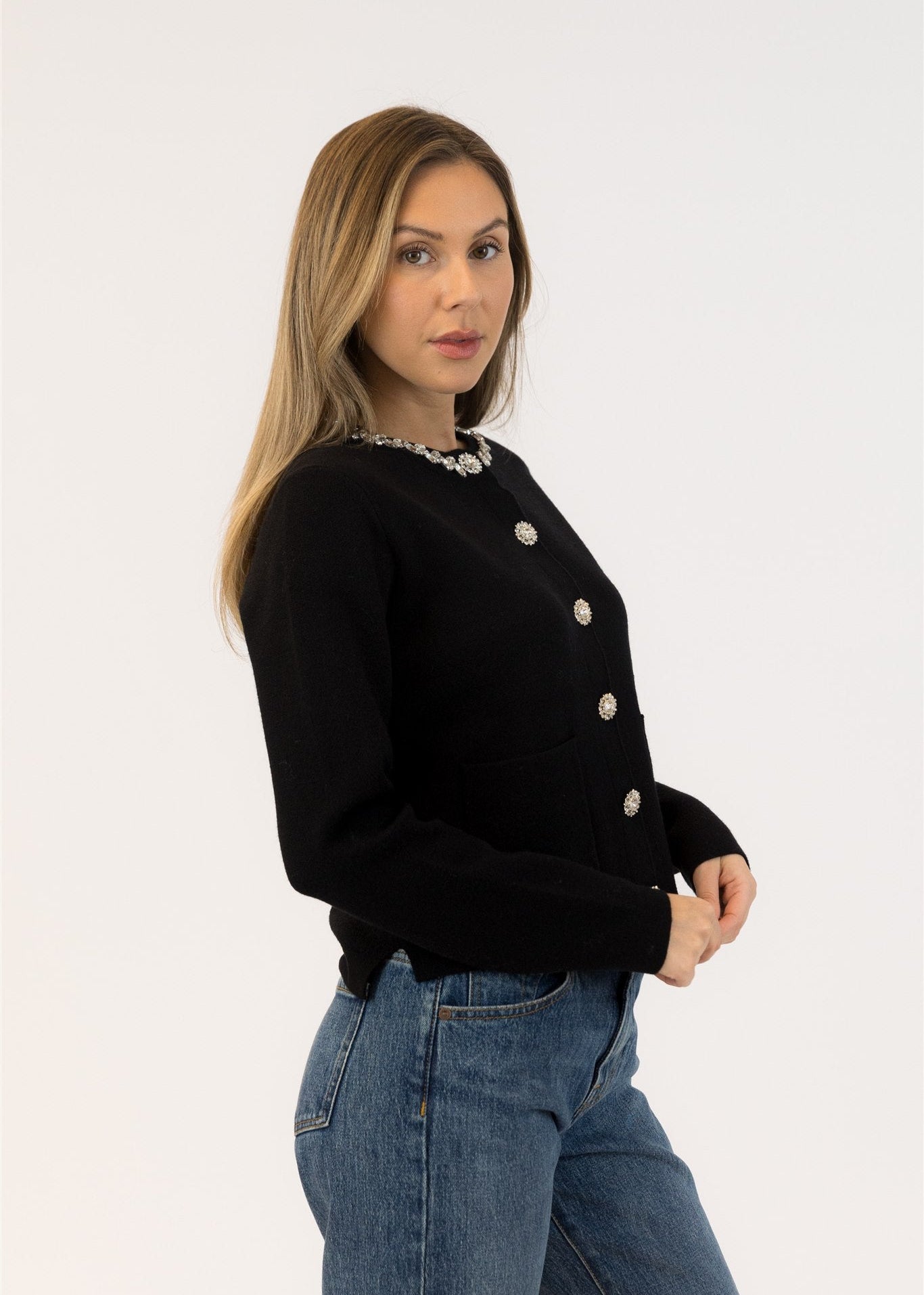 Lyla & Luxe Bowie Crystal Jacket Black