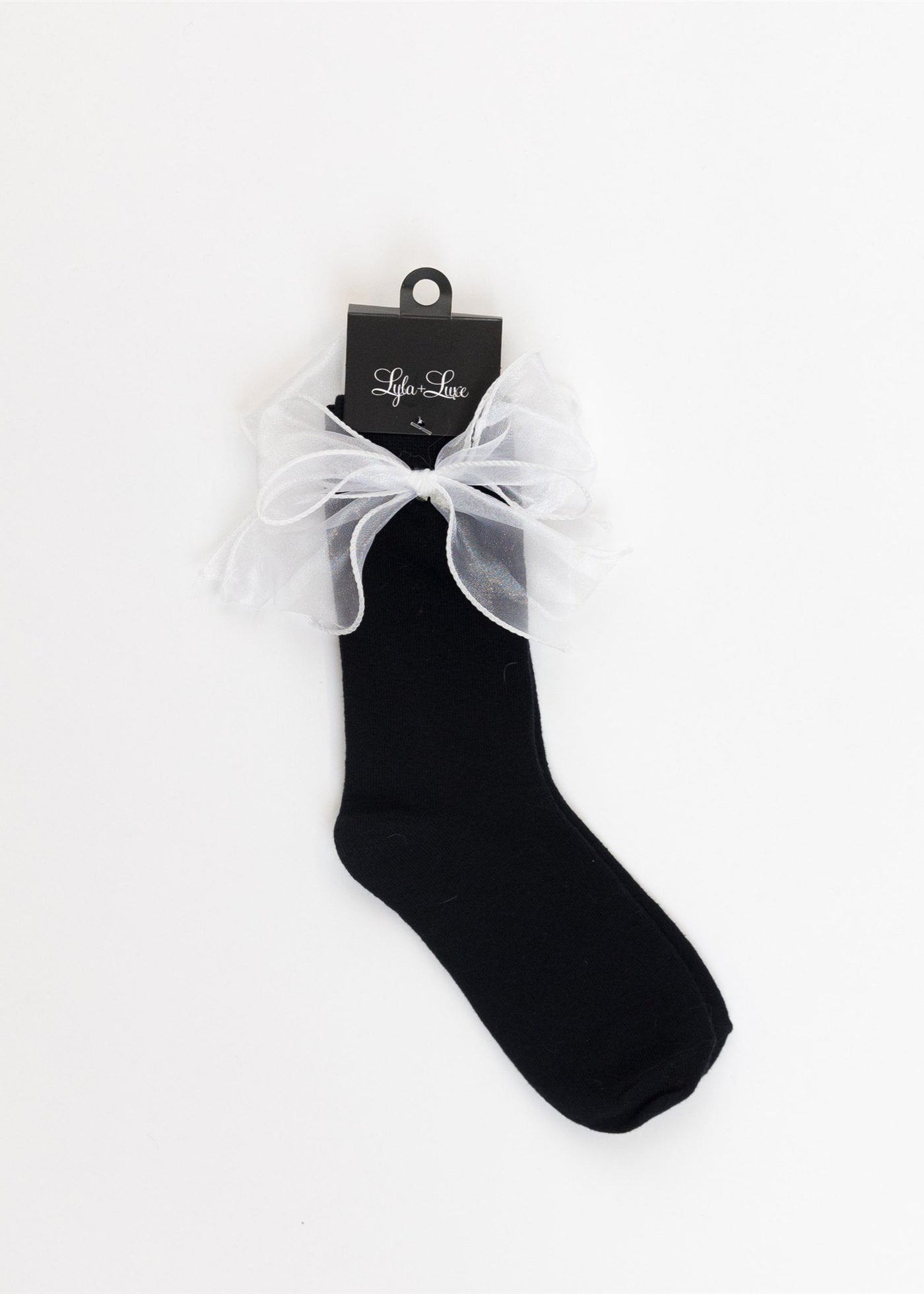 Lyla + Luxe Bow Socks Black w/ White Bow