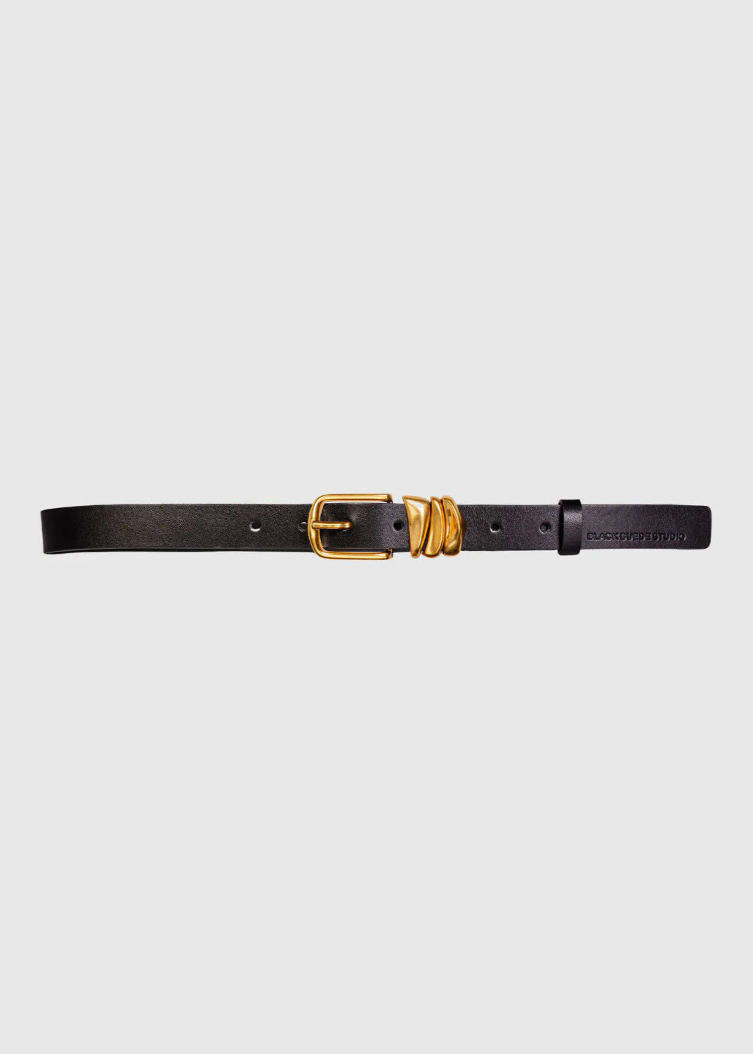 Black Suede Studio Boy Friend Belt Gold