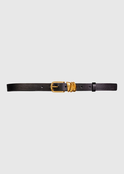 Black Suede Studio Boy Friend Belt Gold