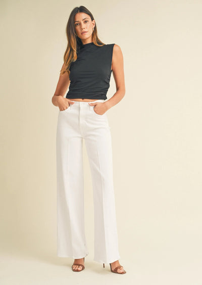 The Pink Door Palazzo Pants Wide Leg Jeans White