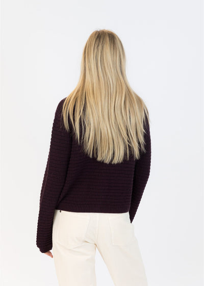 Lyla & Luxe Brenda Gold Buttons Cardigan Burgundy