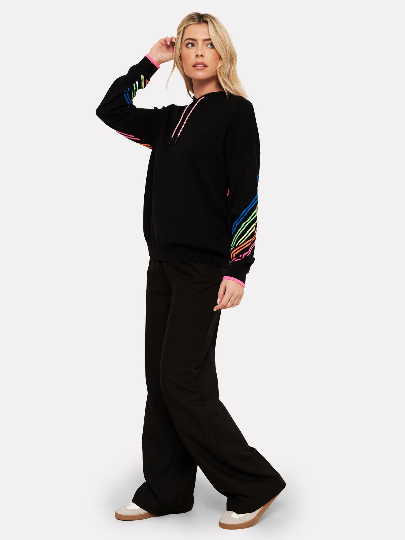 WISPR Sporty Stripe Hoodie Neon Pink/Neon Orange