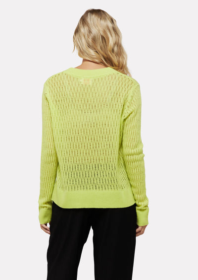 Brodie Leighton Ladder V-neck Sweater - Acid Lime