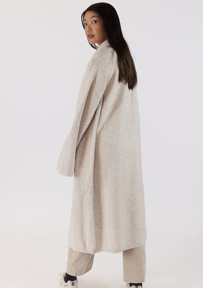 The Pink Door Shawl Collar Knit Coat - Beige
