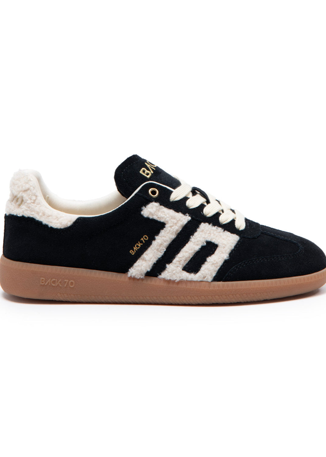 Back 70 Fur Beige Suede Black Sneakers