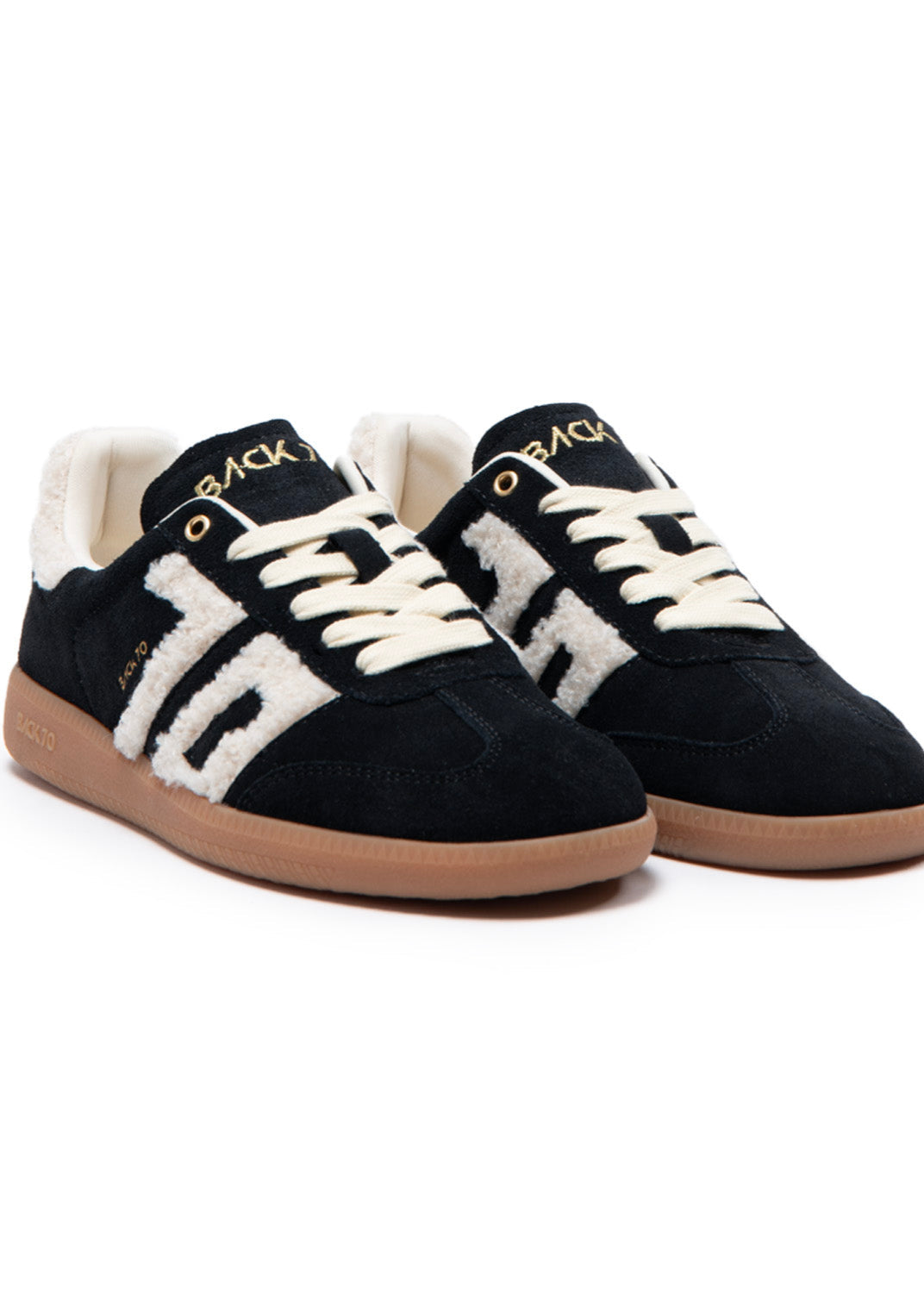 Back 70 Fur Beige Suede Black Sneakers