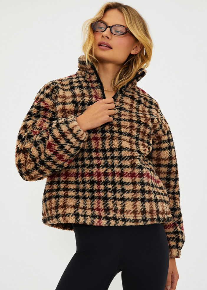 Beach Riot Leona Sherpa Midnight Houndstooth