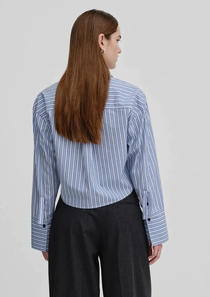 Birgitte Herskind Samuel Striped Crop Button Up Shirt - Blue