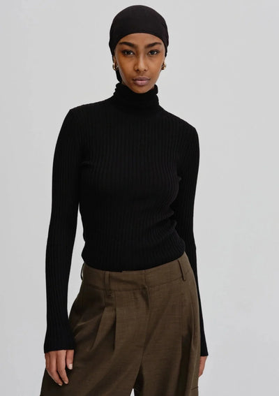 HERSKIND Bob Merino Wool Turtleneck Top - Black