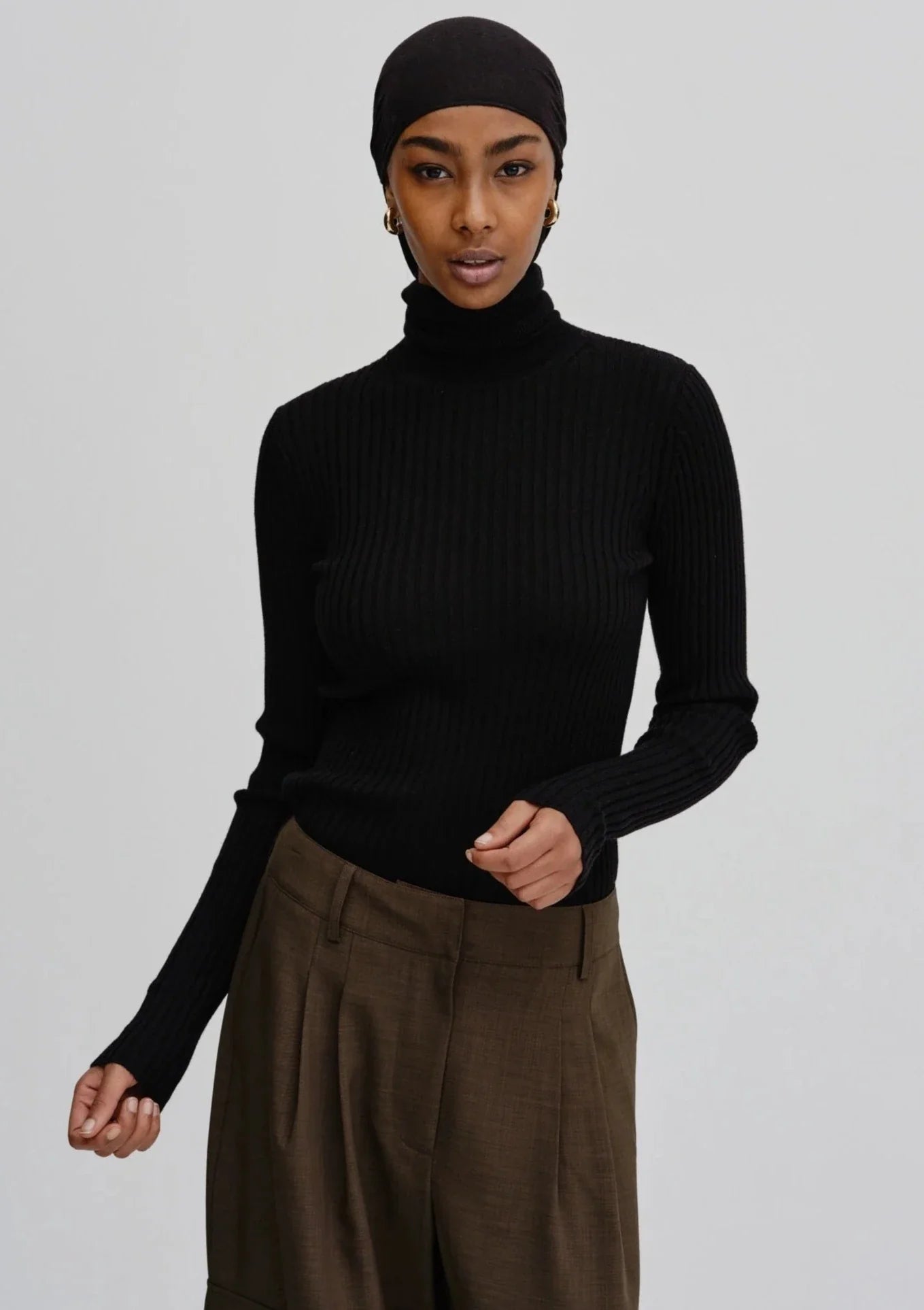 HERSKIND Bob Merino Wool Turtleneck Top - Black