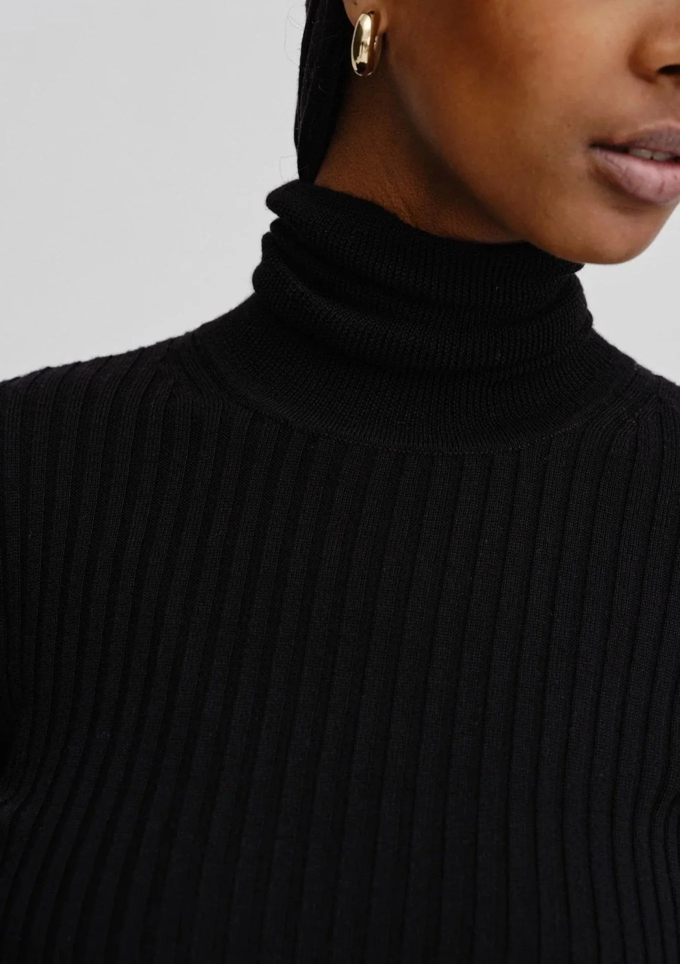 HERSKIND Bob Merino Wool Turtleneck Top - Black