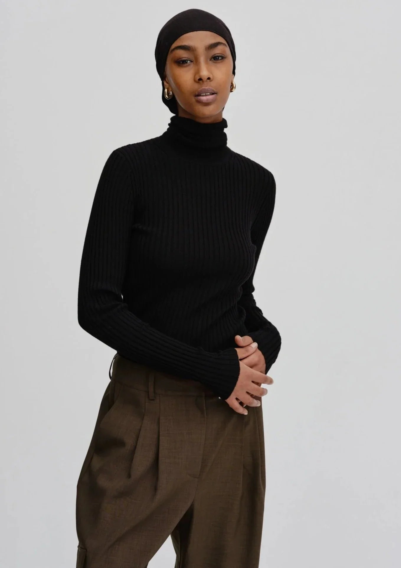 HERSKIND Bob Merino Wool Turtleneck Top - Black