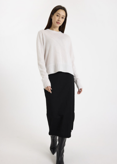 Brodie Hot Fix Zebra Cashmere Crewneck Sweater Ash