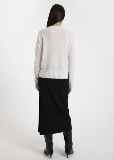 Brodie Hot Fix Zebra Cashmere Crewneck Sweater Ash