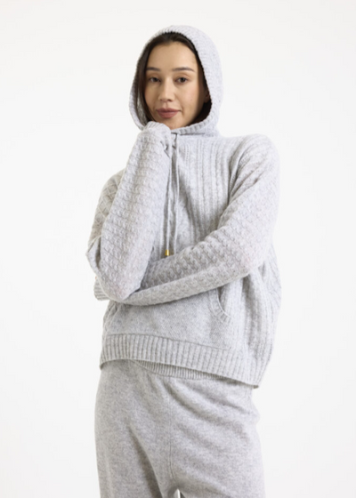 Brodie Luxe Cable Cashmere Hoodie Super Grey