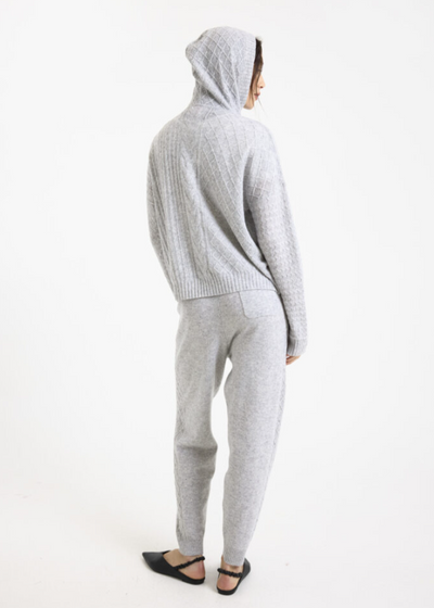 Brodie Luxe Cable Cashmere Hoodie Super Grey