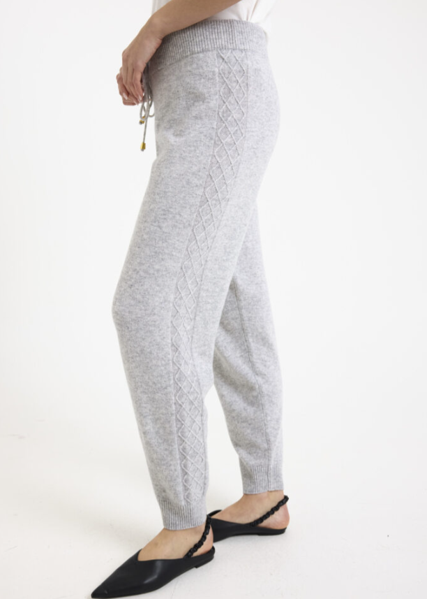 Brodie Luxe Cable Cashmere Jogger Super Grey