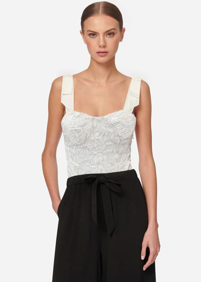 CAMI Paloma Wide Strap Lace Bodysuit - White