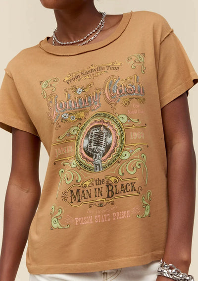 DayDreamer Johnny Cash Microphone Tee - Caramel