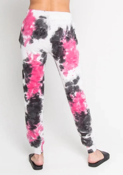 CHRLDR Tasha Tie Dye Jogger Black/Pink w/ Gold Hearts